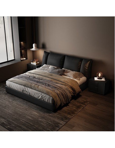 Genuine leather Italian luxury double bed