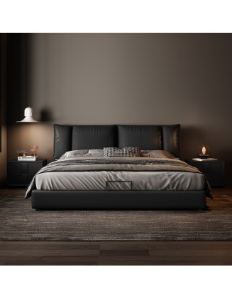 Genuine leather Italian luxury double bed