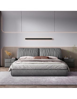 Italian minimalist fabric bed, light luxury soft-upholstered bed