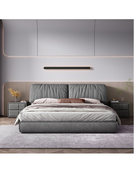 Italian minimalist fabric bed, light luxury soft-upholstered bed