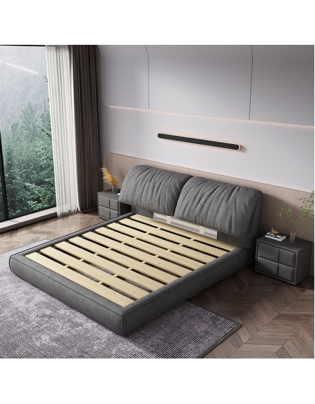 Italian minimalist fabric bed, light luxury soft-upholstered bed