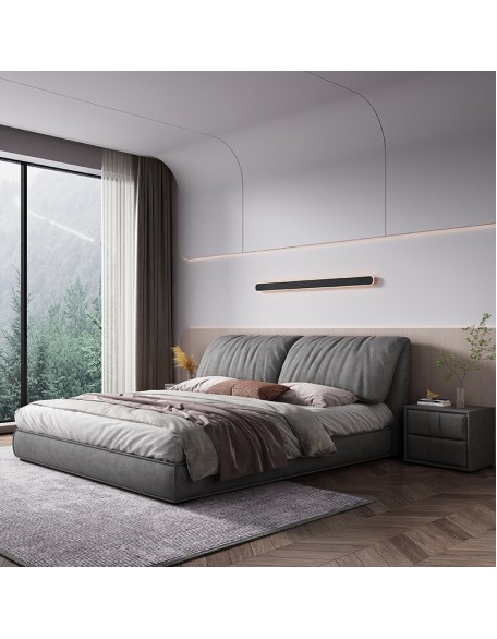Italian minimalist fabric bed, light luxury soft-upholstered bed