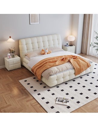 Puff Fabric Bed Modern Master Bedroom Double Bed