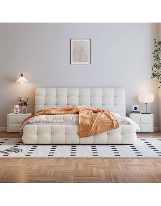 Puff Fabric Bed Modern Master Bedroom Double Bed
