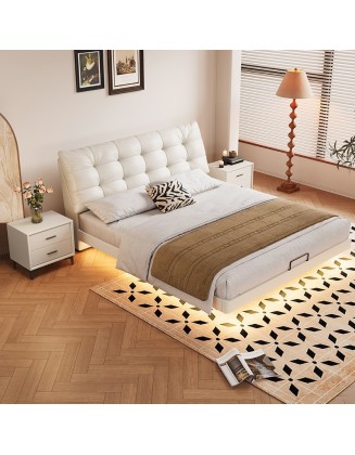 Modern double bed with light luxury sensor lamp and floating bed