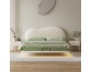 Suspended Bed Minimalist Leather Bed Cream-colored Large Bed