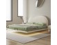 Suspended Bed Minimalist Leather Bed Cream-colored Large Bed