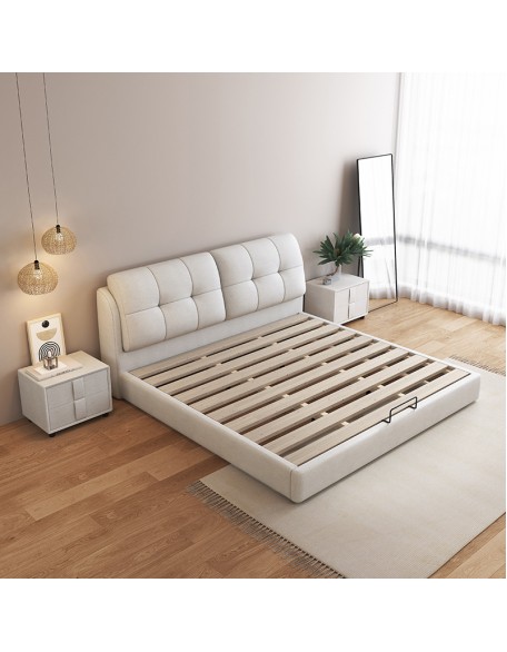 Minimalist cream-colored soft main bedroom wedding bed