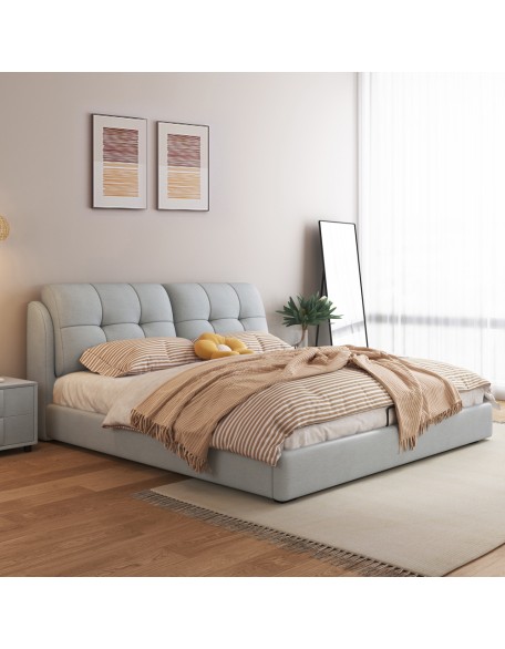 Minimalist cream-colored soft main bedroom wedding bed