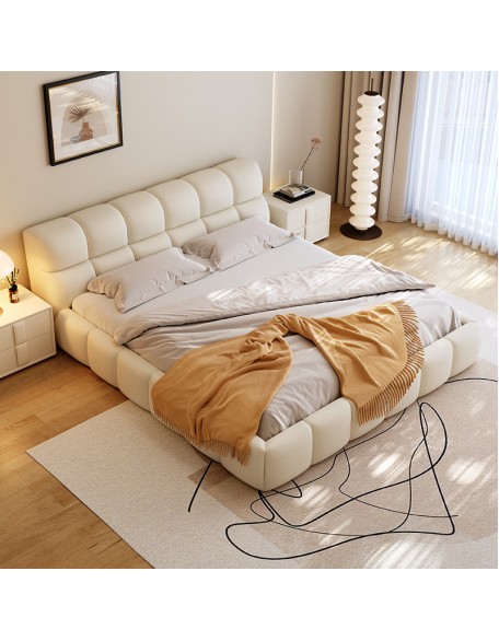 Modern minimalist Italian-style master bedroom storage double bed