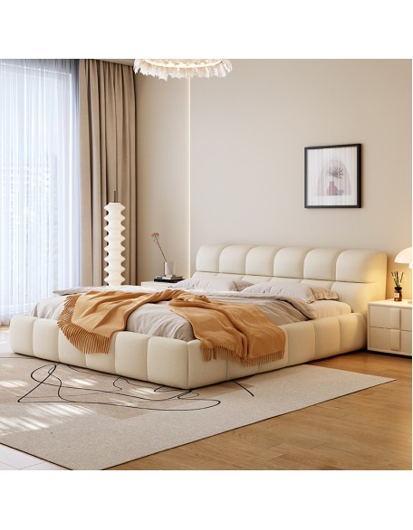 Modern minimalist Italian-style master bedroom storage double bed