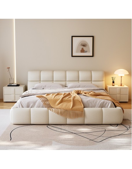 Modern minimalist Italian-style master bedroom storage double bed