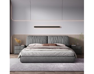 Italian minimalist fabric bed, light luxury soft-upholstered bed