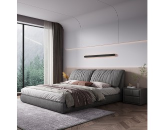 Italian minimalist fabric bed, light luxury soft-upholstered bed