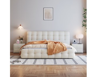Puff Fabric Bed Modern Master Bedroom Double Bed