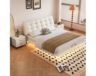 Modern double bed with light luxury sensor lamp and floating bed